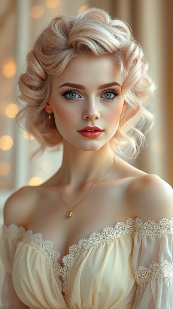 Romantic Portrait of Woman with Pink Hair