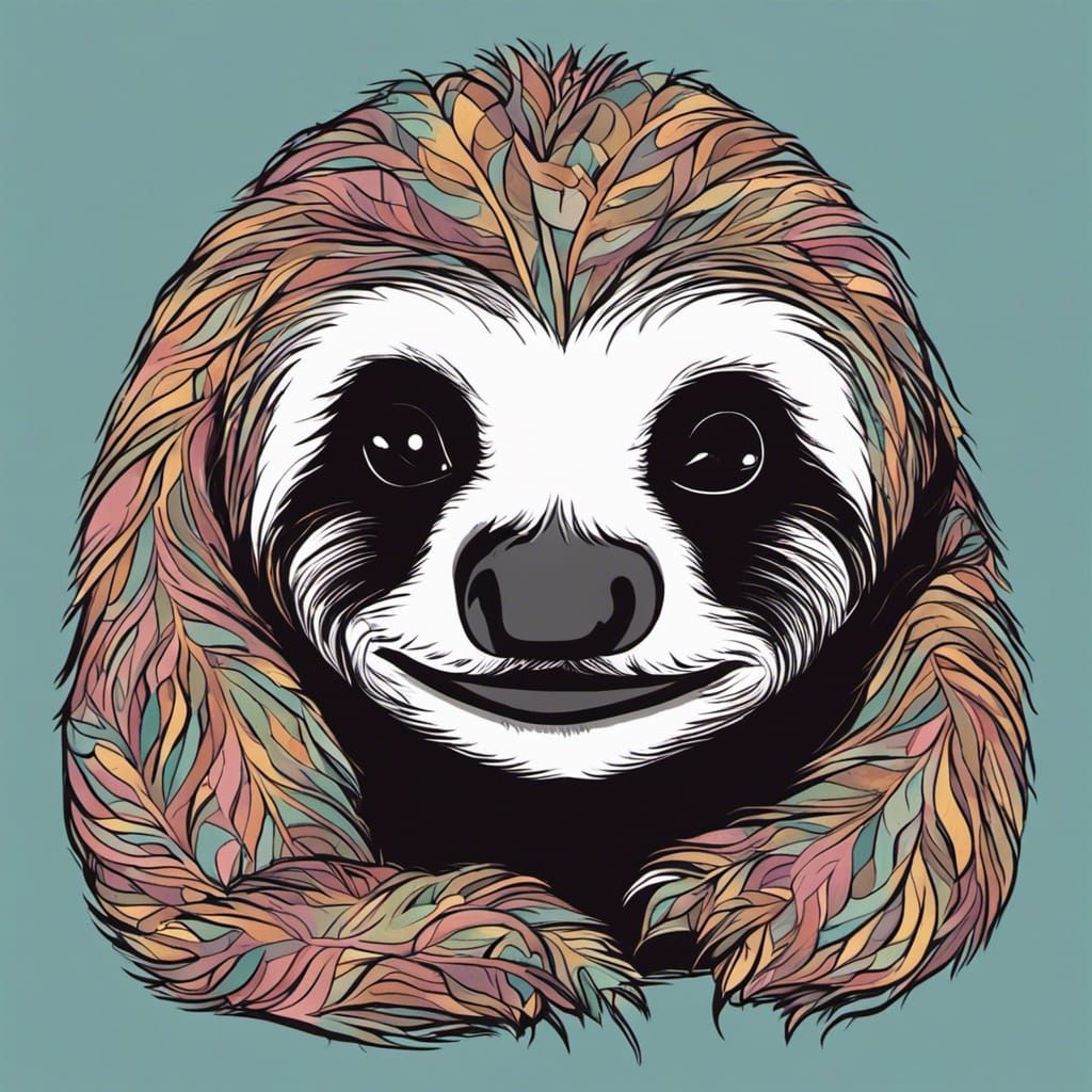 Cute Sloth in Abstract Art Style