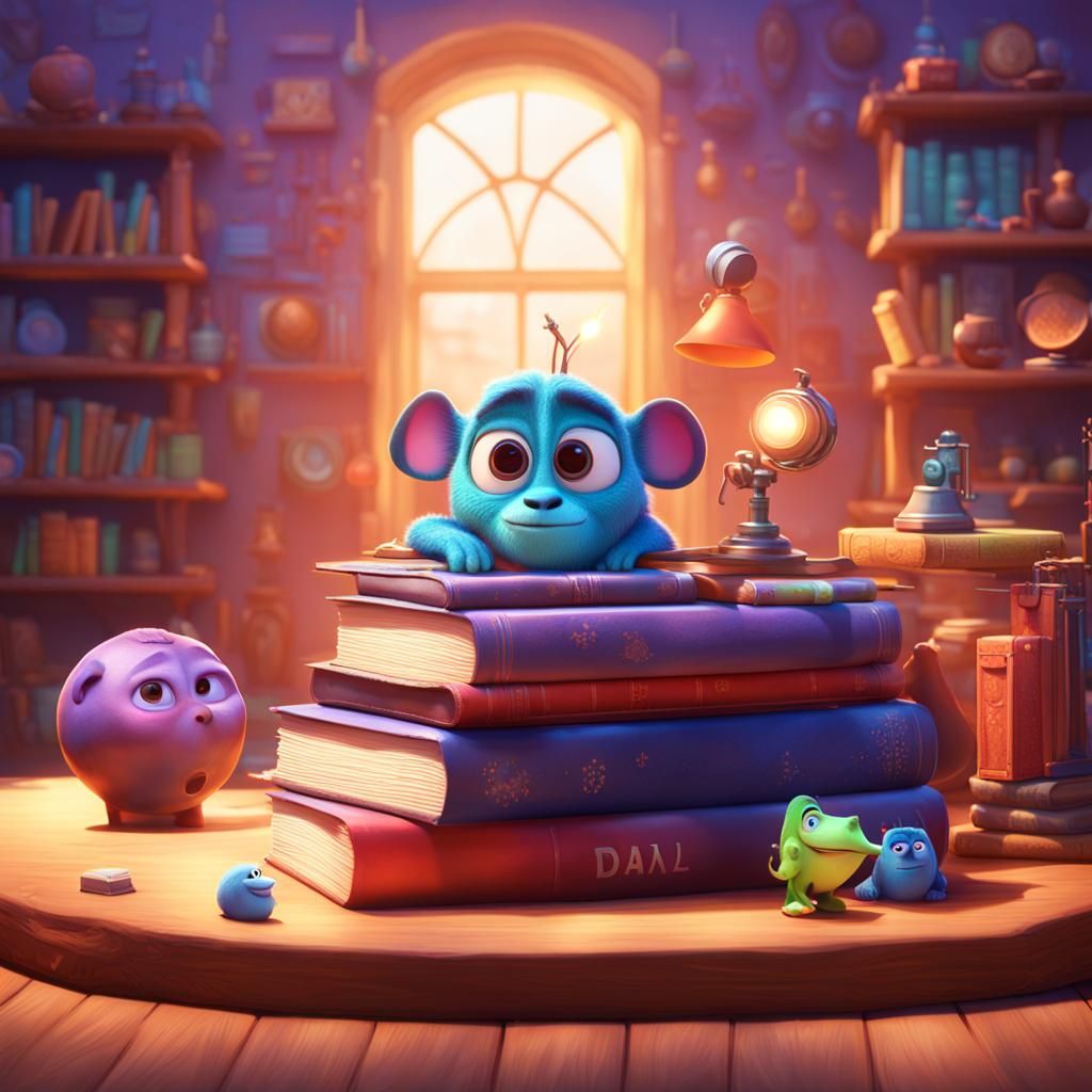 Stylized 3D Book Art in Pixar Style