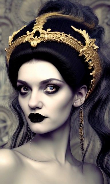 Gothic Girl with Ship Wig in Baroque Style