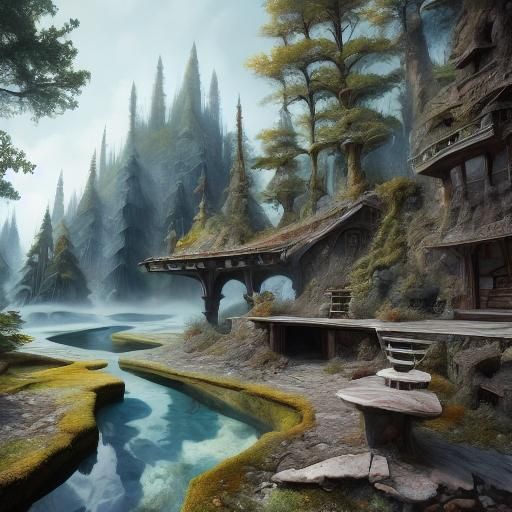 Ancient Forest Path in Detailed Matte Painting