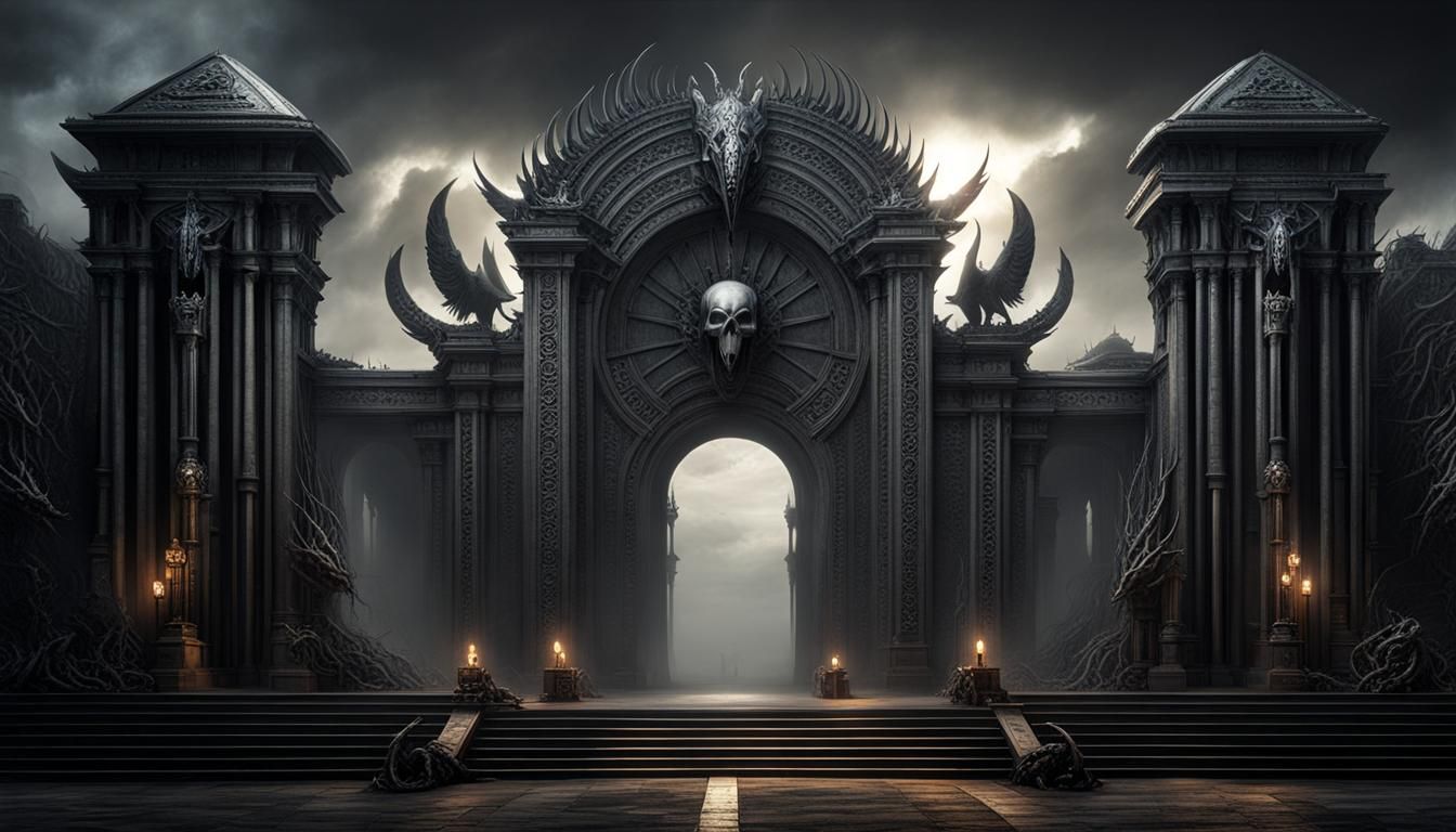 Sinister Gate to Hellish Dimensions in Horror Style