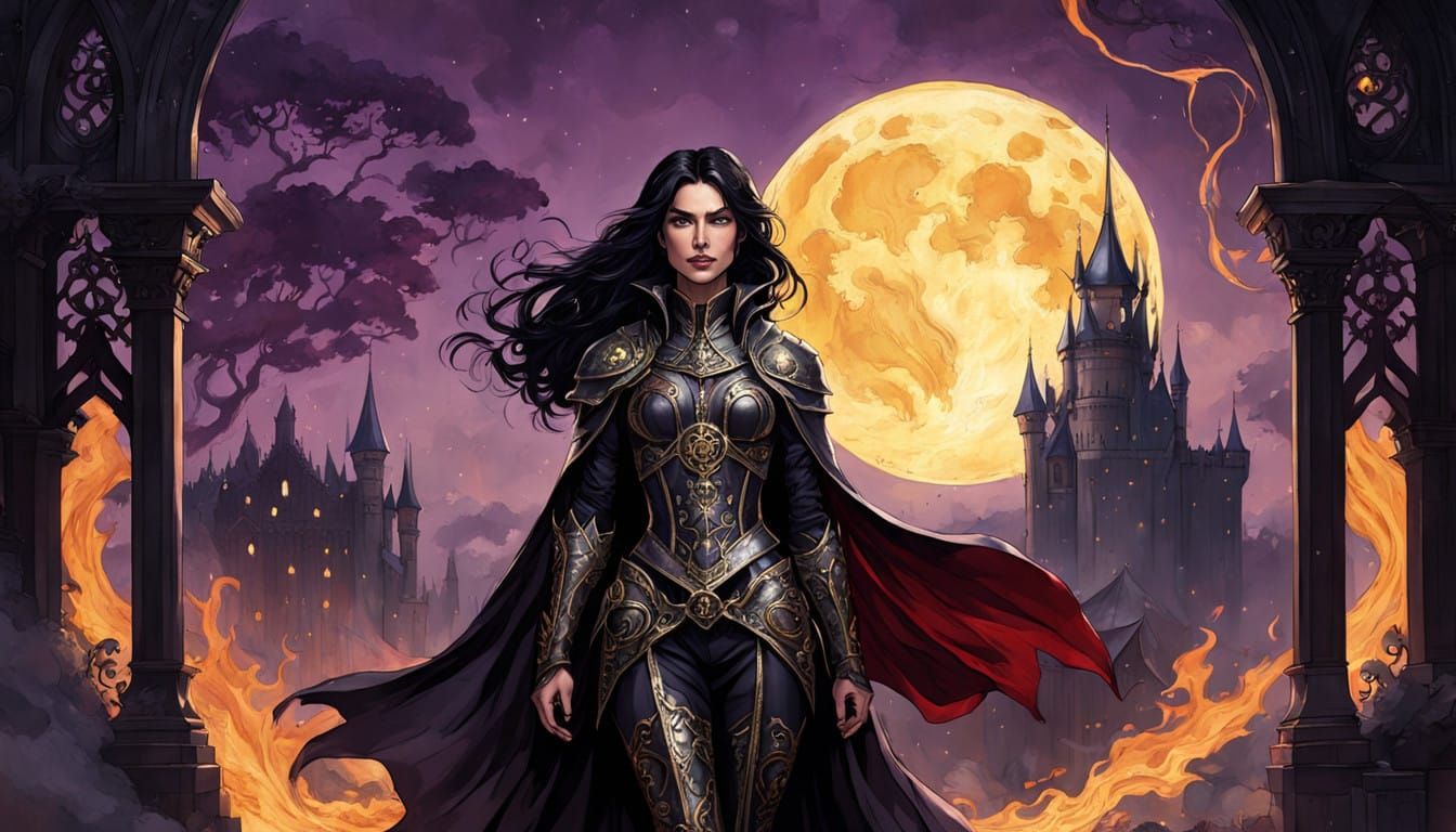 Dark Fantasy Warrior Princess in Surreal Biomechanical Armor