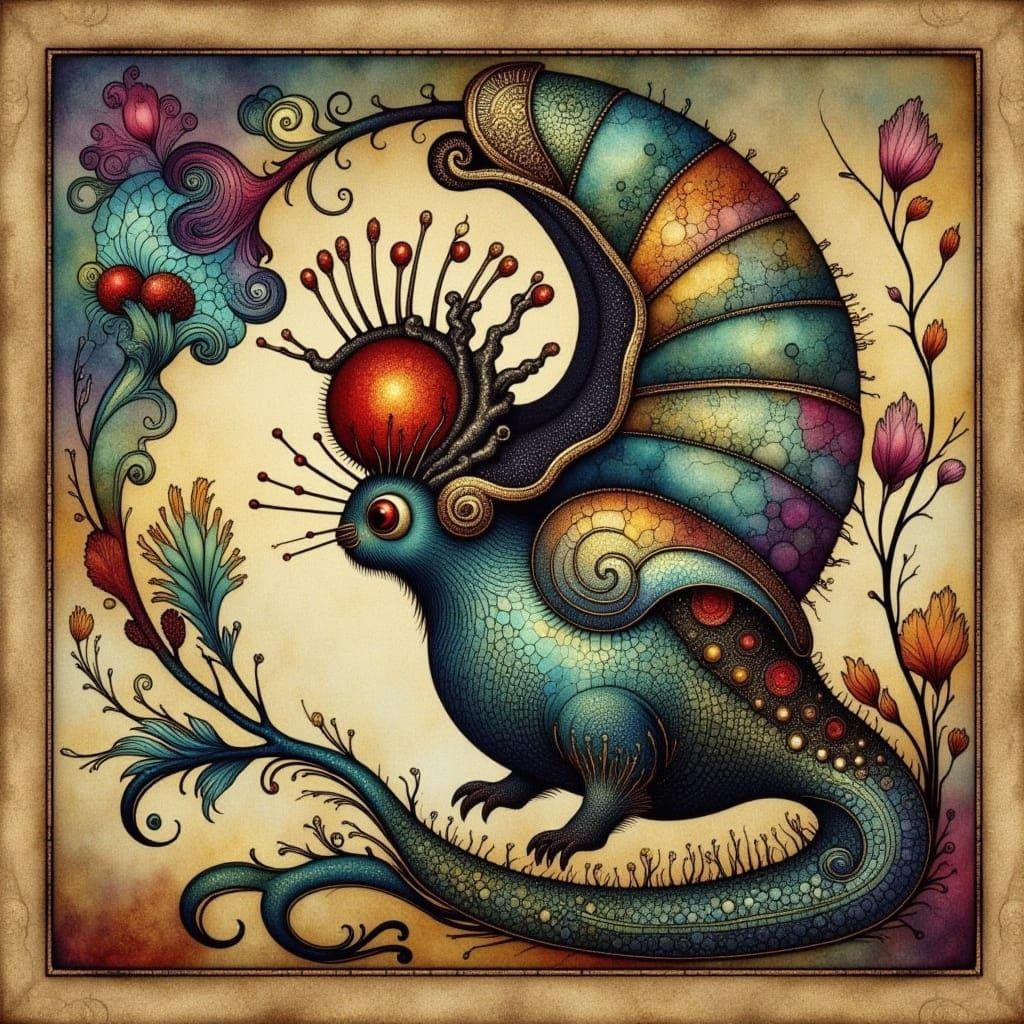 Ethereal Cicada Landscape in Crinkled Metallics