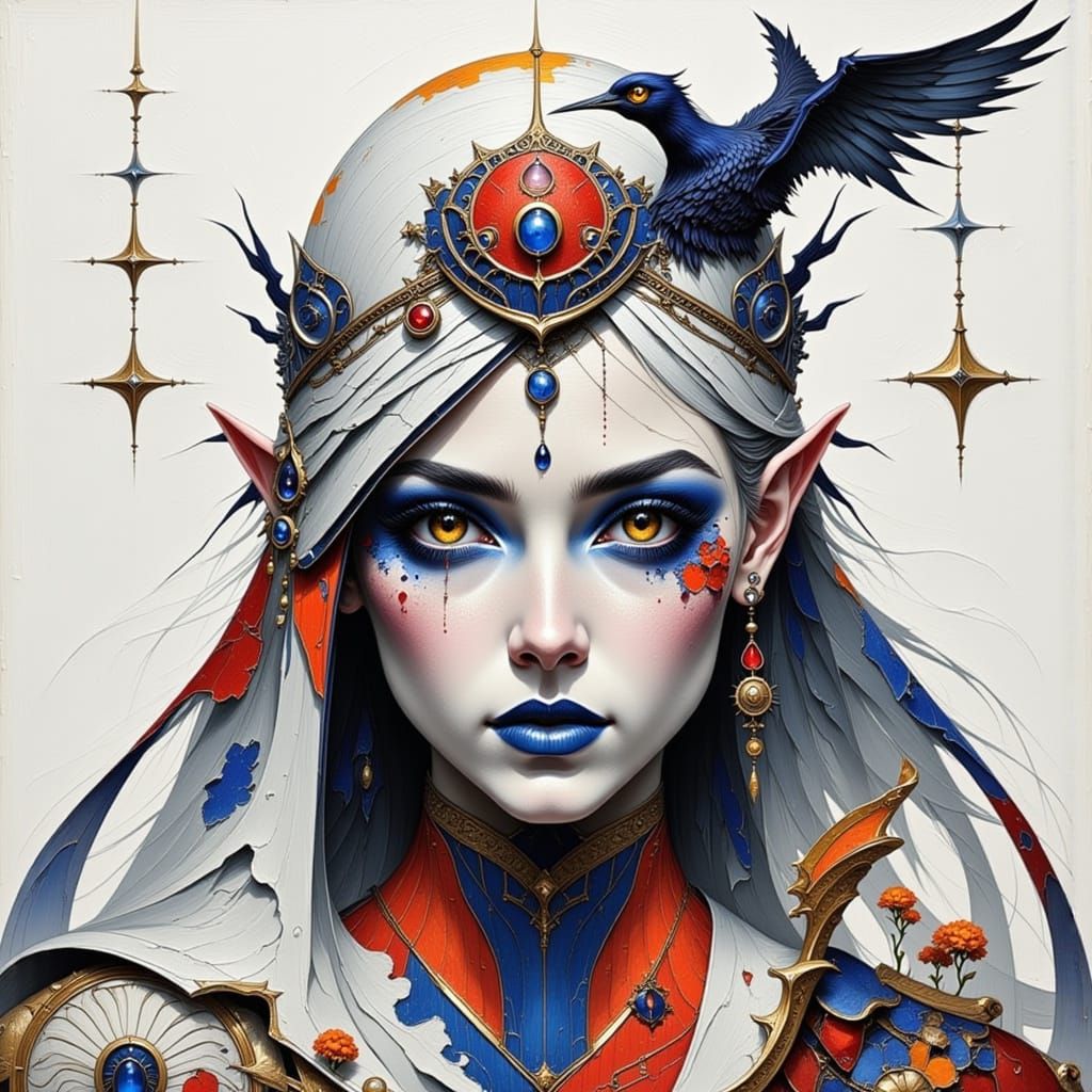 Abstract Swirls of Red, Blue and Orange