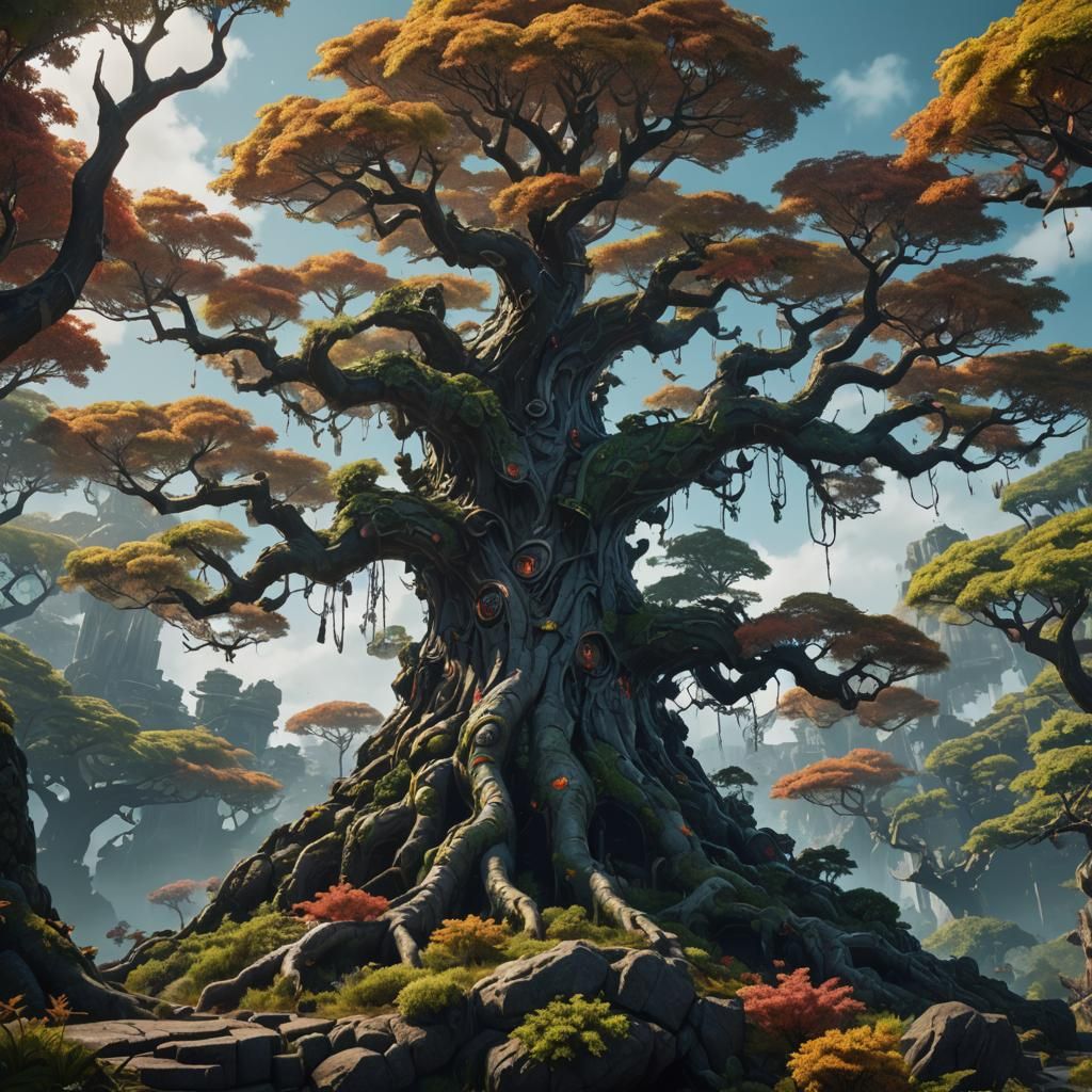 Detailed Matte Painting of a Banzai Tree