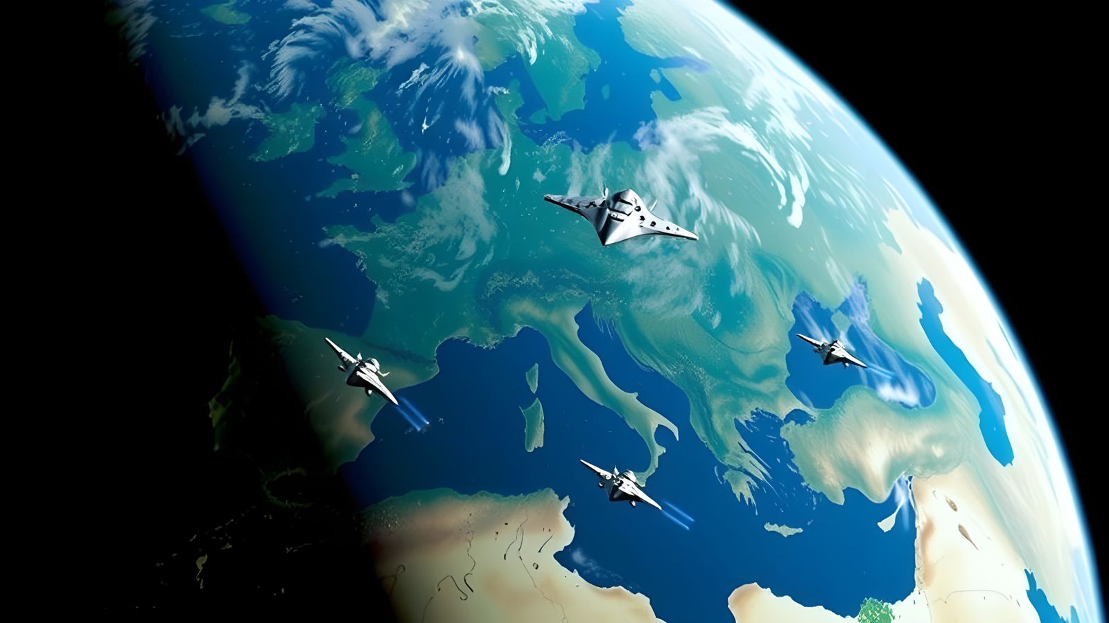 Alien Spacecraft Triumvirate in the Stratosphere