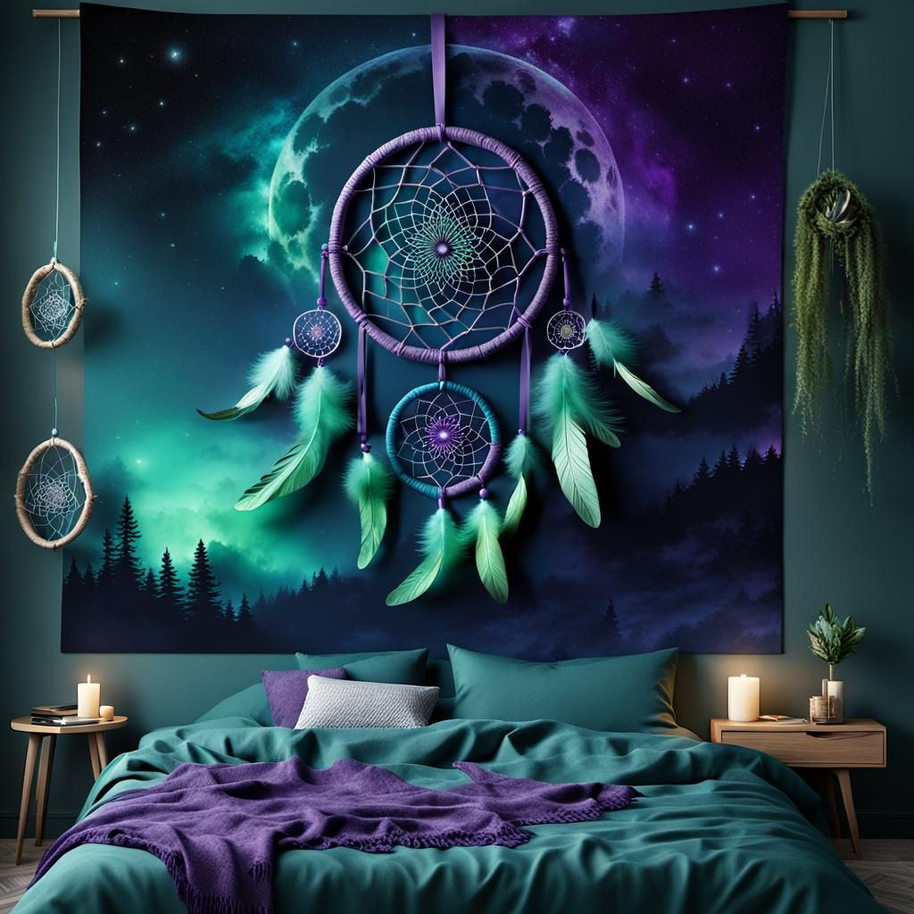 Mystical Dreamcatcher in Child's Room: Fantasy Art
