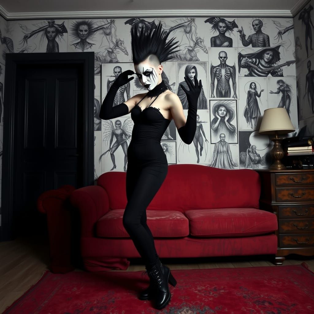 Dark Gothic Dancer in a Sinister Lair