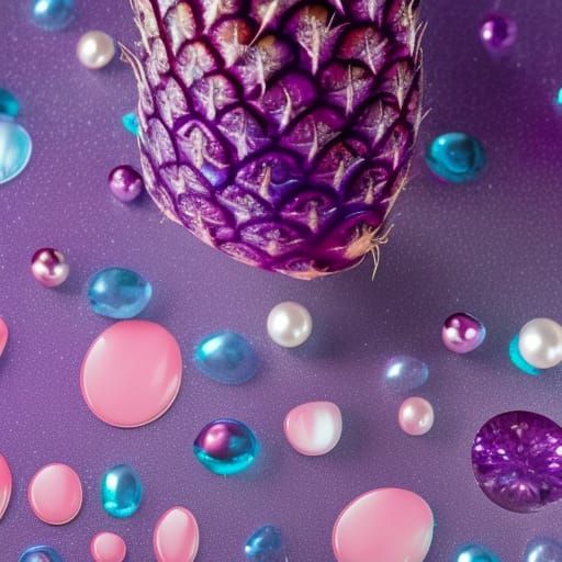 Purple Pineapple with Diamonds in Digital Art
