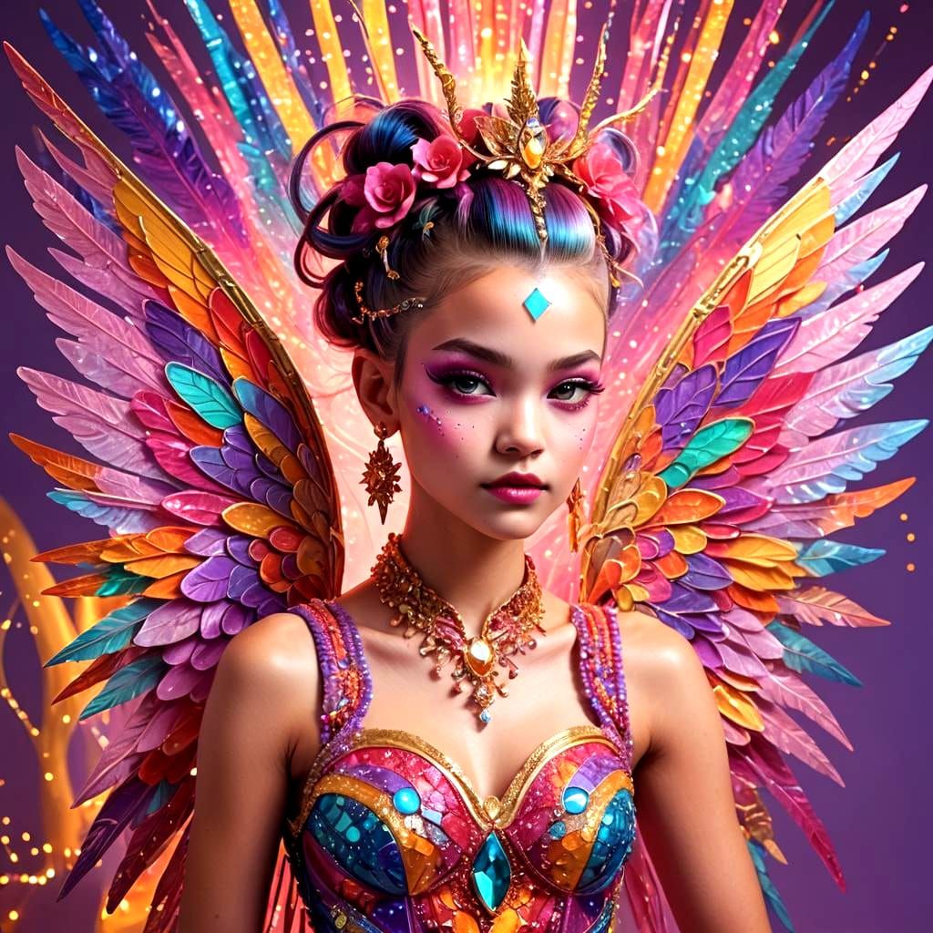 Surreal Fairy Princess with Multicolored Wings