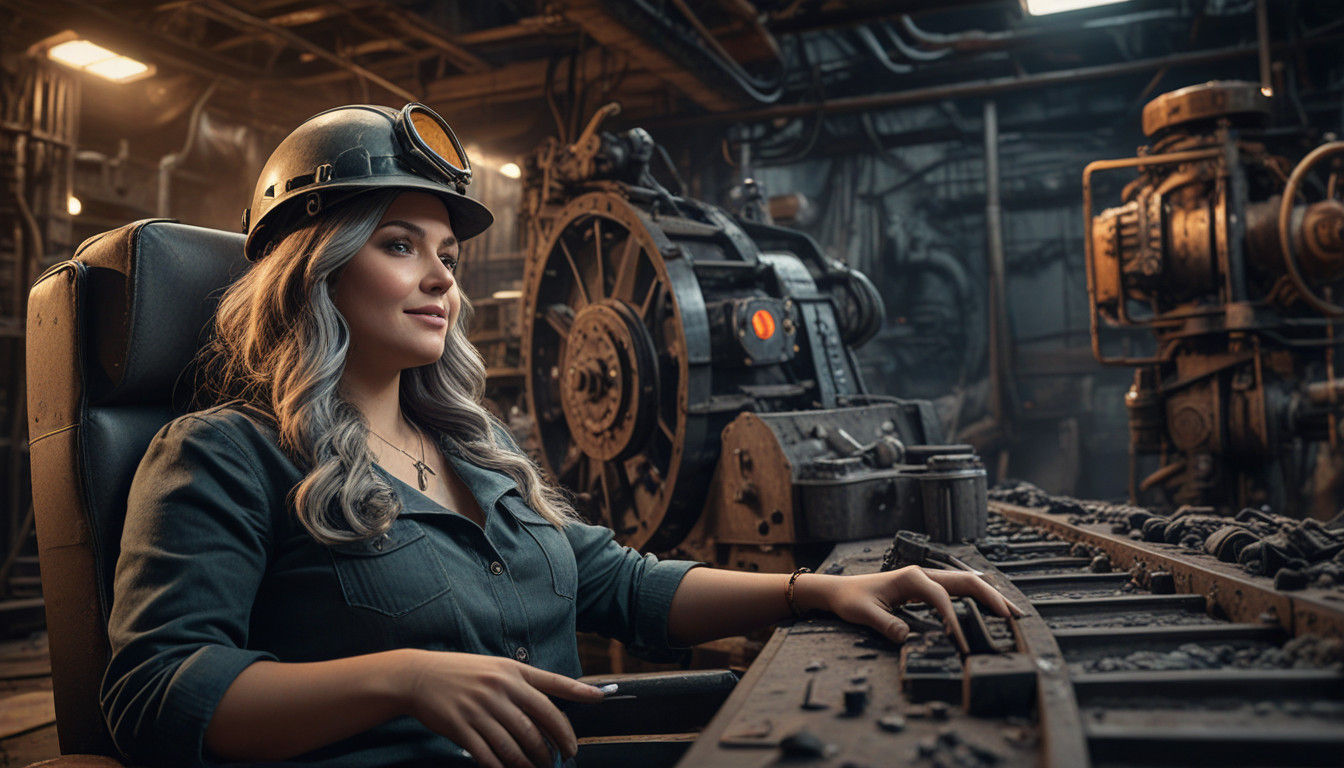 Curvy Gem Mine Inspector in Hyper-Realistic Digital Art