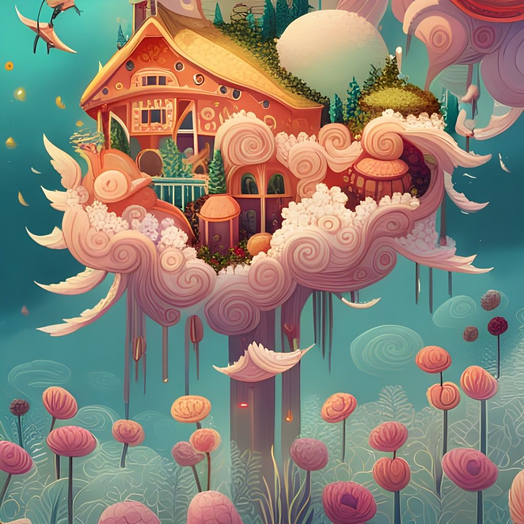 Ornate Flower Garden in Storybook Watercolor Style