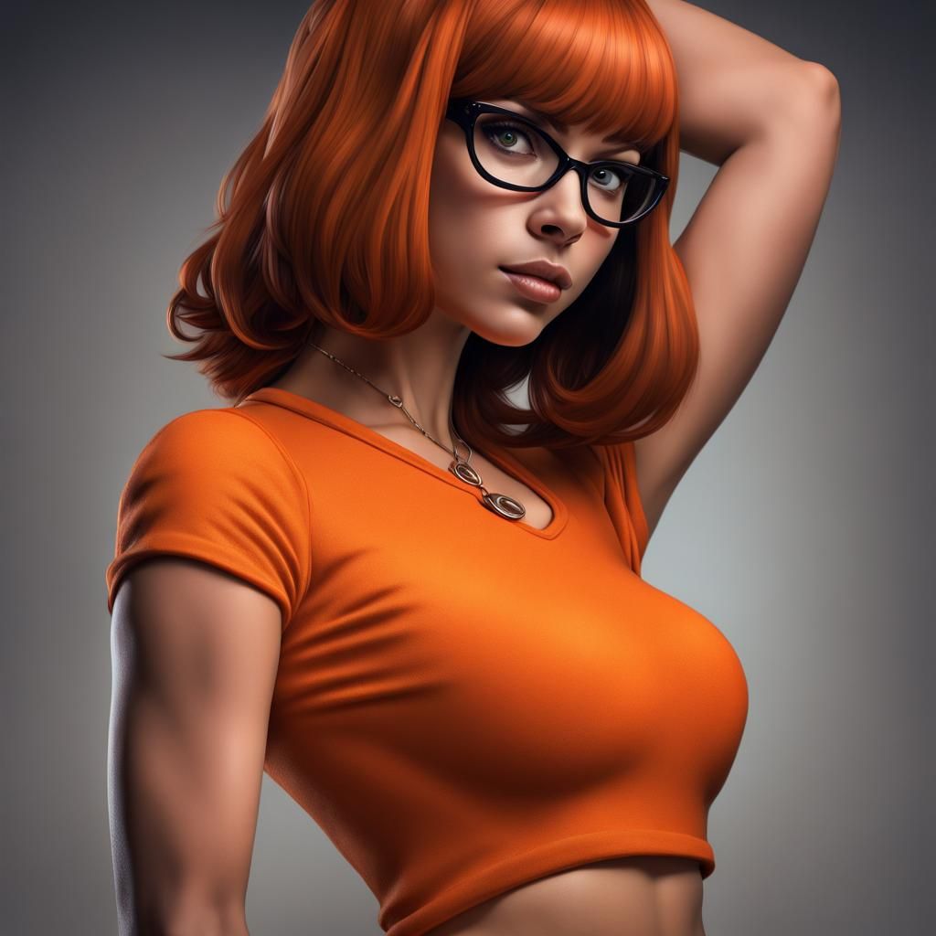 Hyperrealistic Velma Portrait with Athletic Build