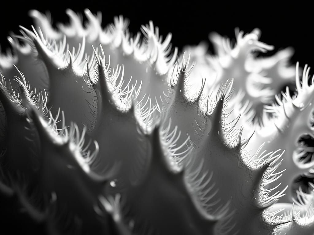 Moody Black and White Close-Up of Romanesco Broccoli