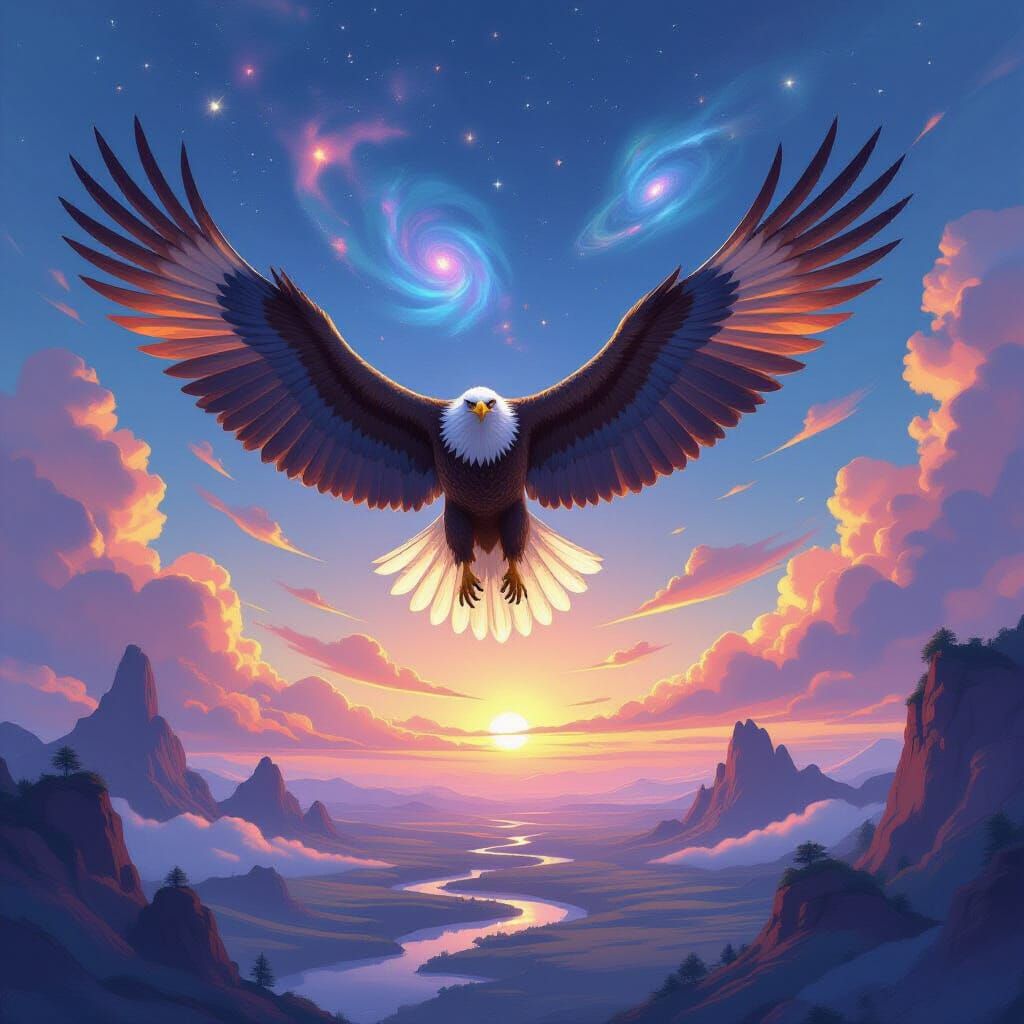 Majestic Eagle Soars Through Cosmic Sky