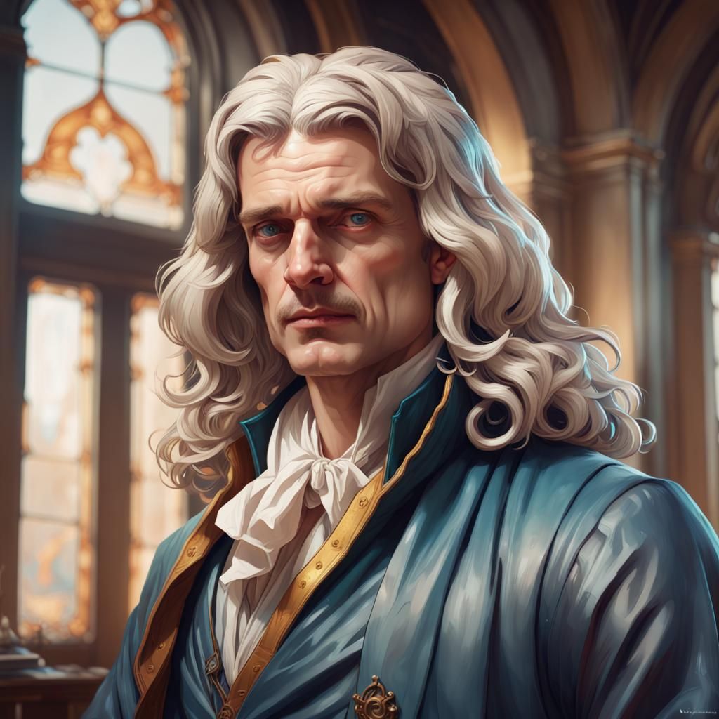 Detailed Portrait of Isaac Newton