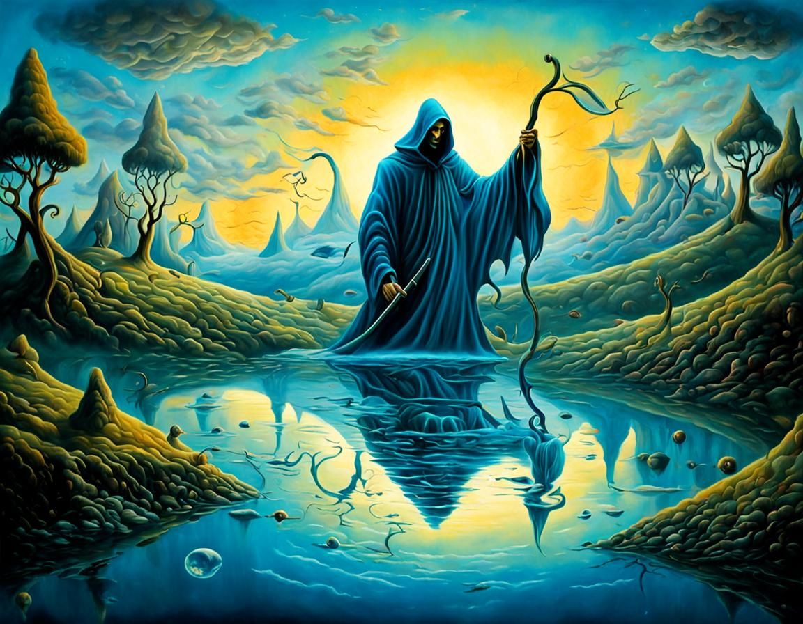 Grim Reaper in a Surreal Dreamscape, Kush Style