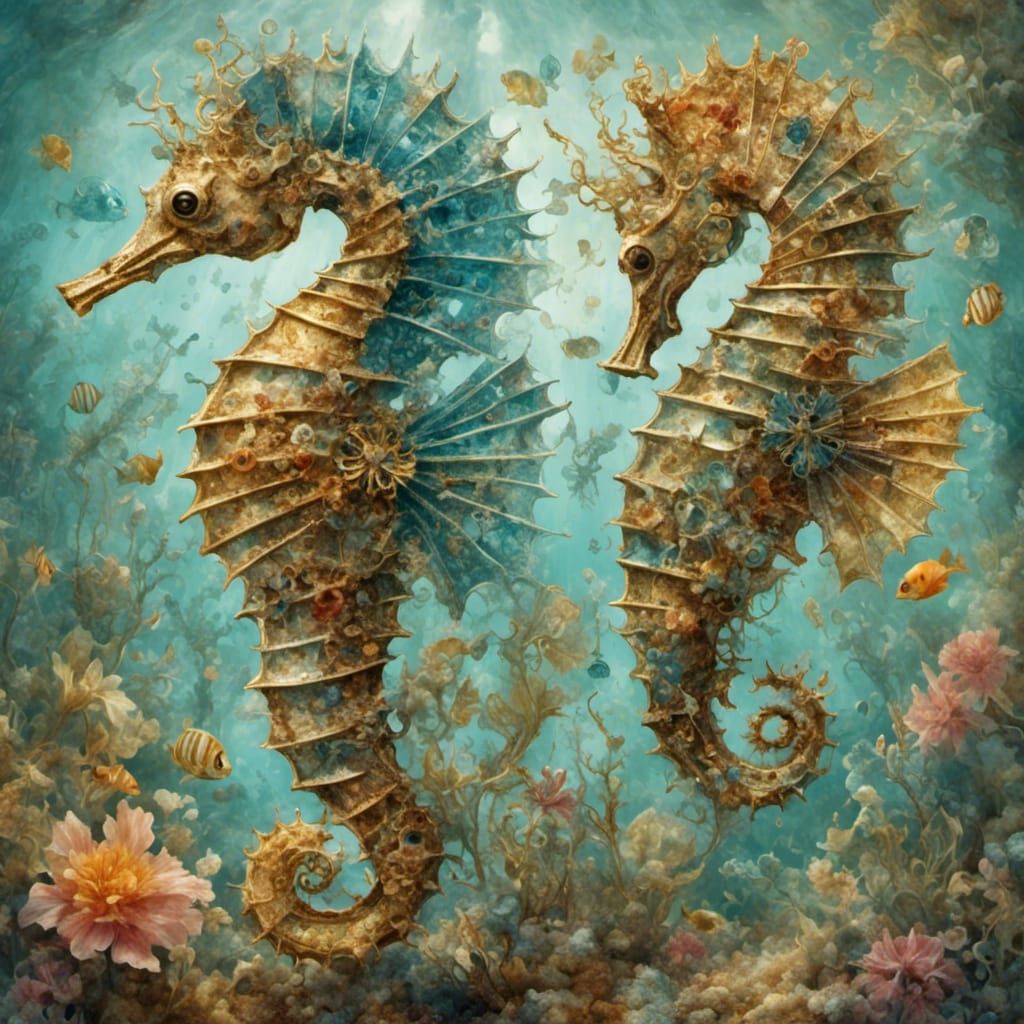 Hyperreal Seahorse Detailed AI Image