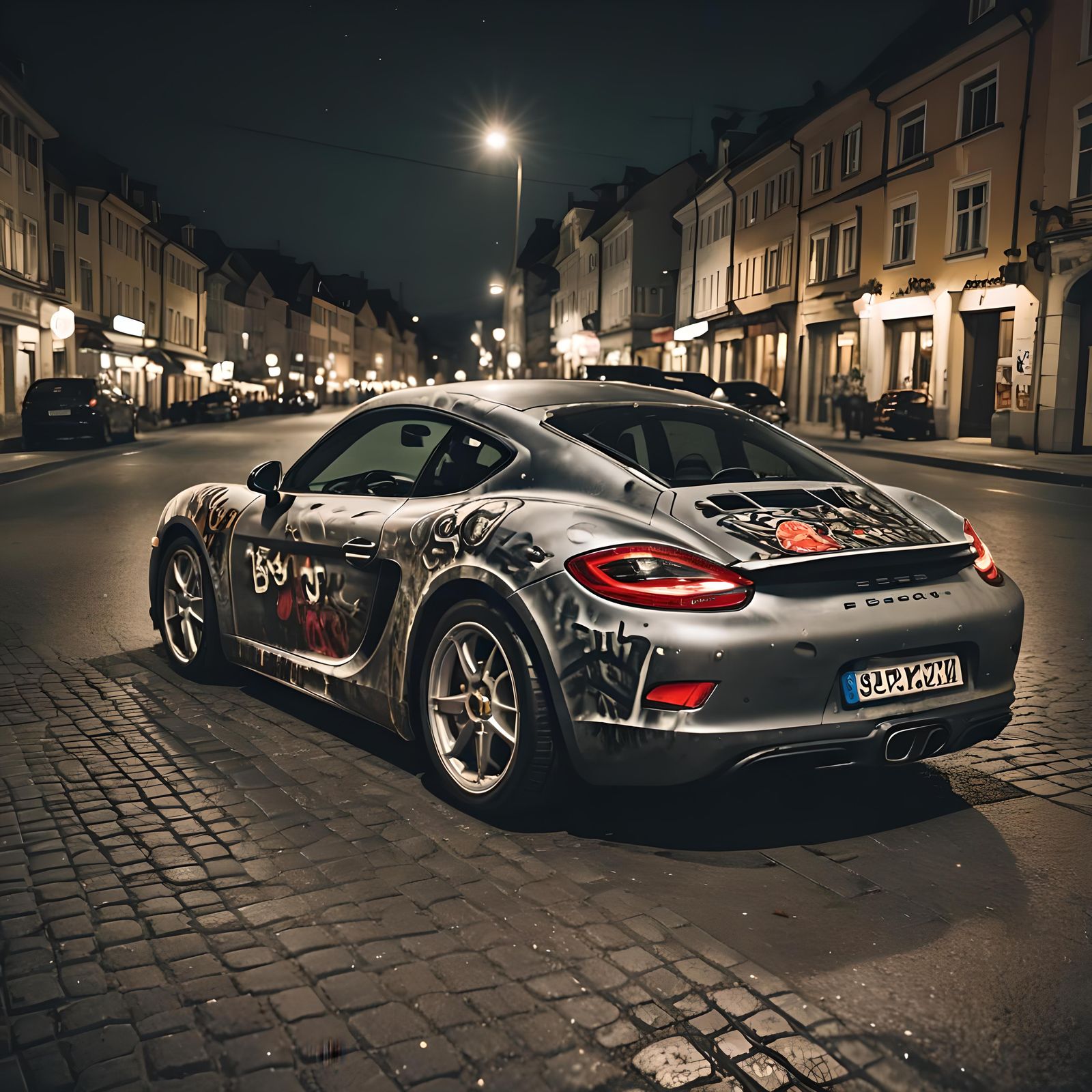 Porsche Cayman with Trash Polka Tattoo Paint Job