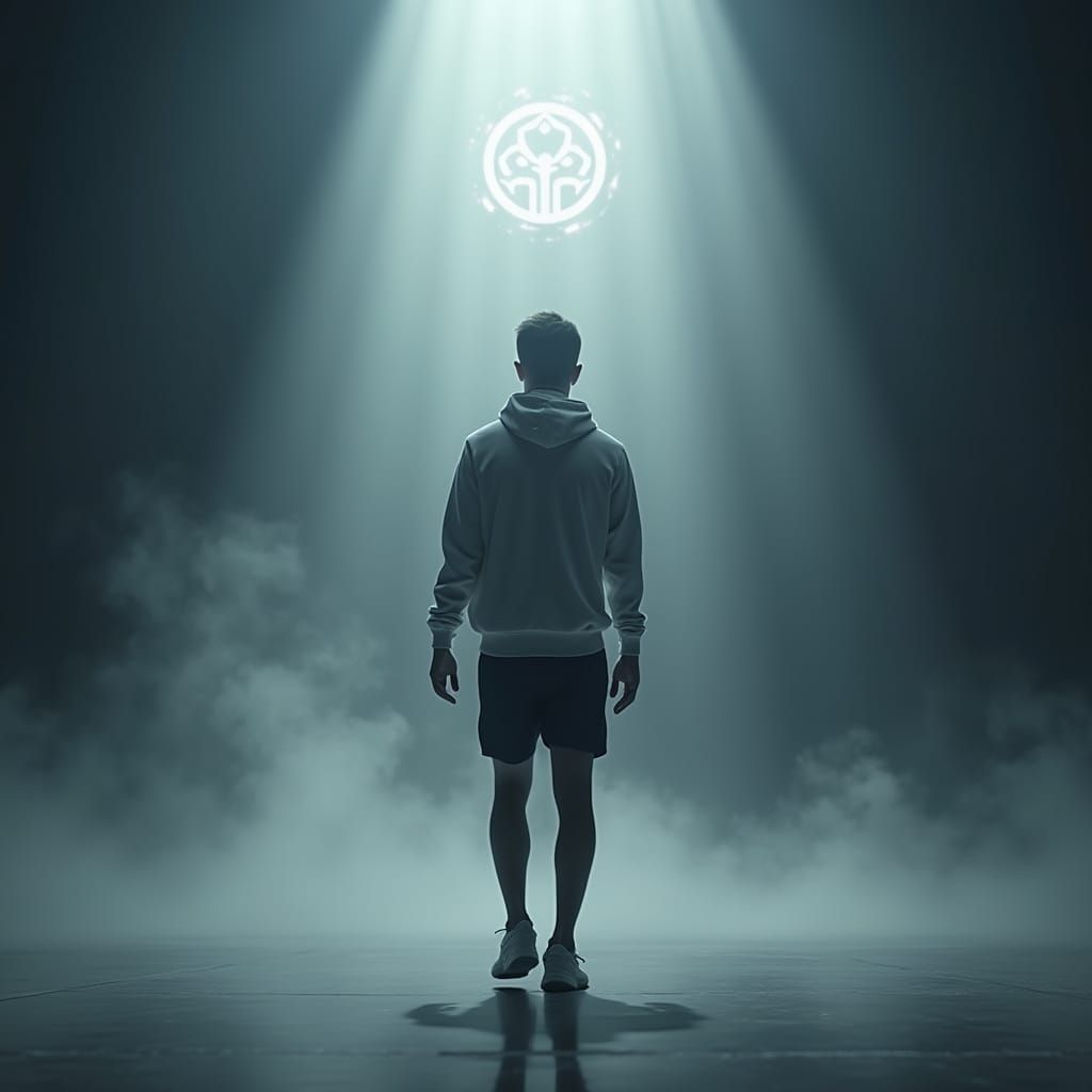 Lone Figure in Cinematic Void, Futuristic and Dreamlike