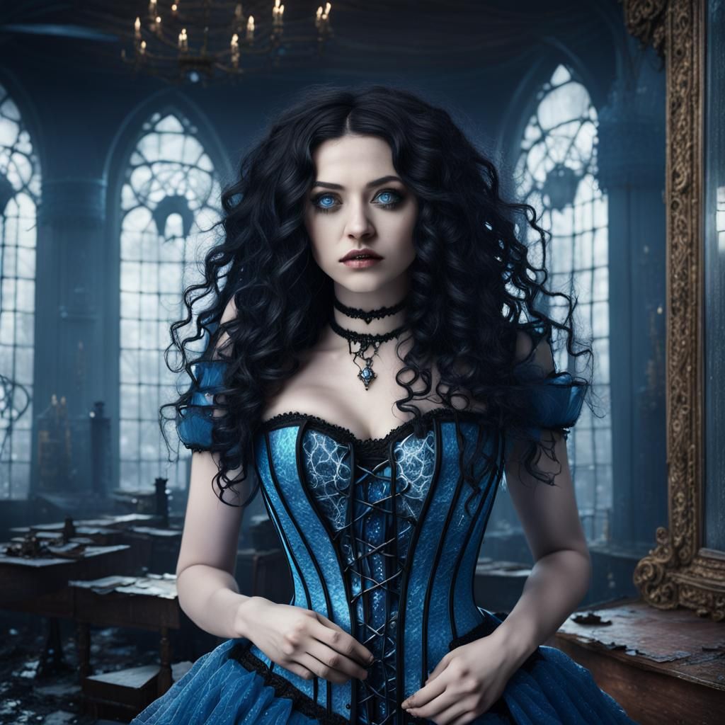 Gothic Fairytale Alice in Blue Corset Dress