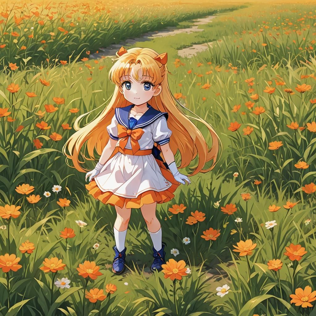 Sailor Venus as Toddler in Anime Style Field