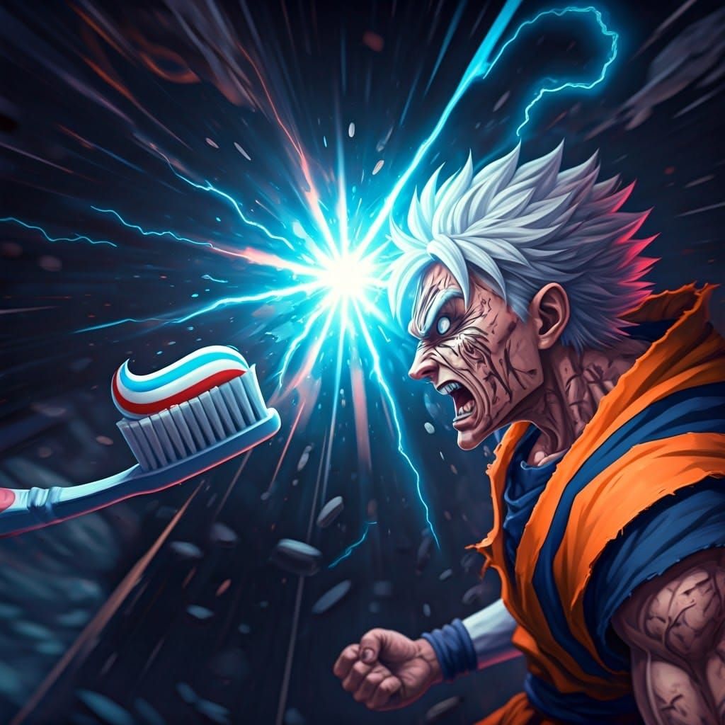 Epic Toothbrush vs Toothpaste Battle in Anime Style