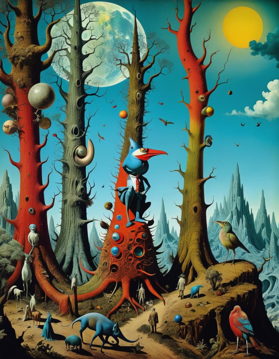 Surreal Rider in a Magic Forest Collage