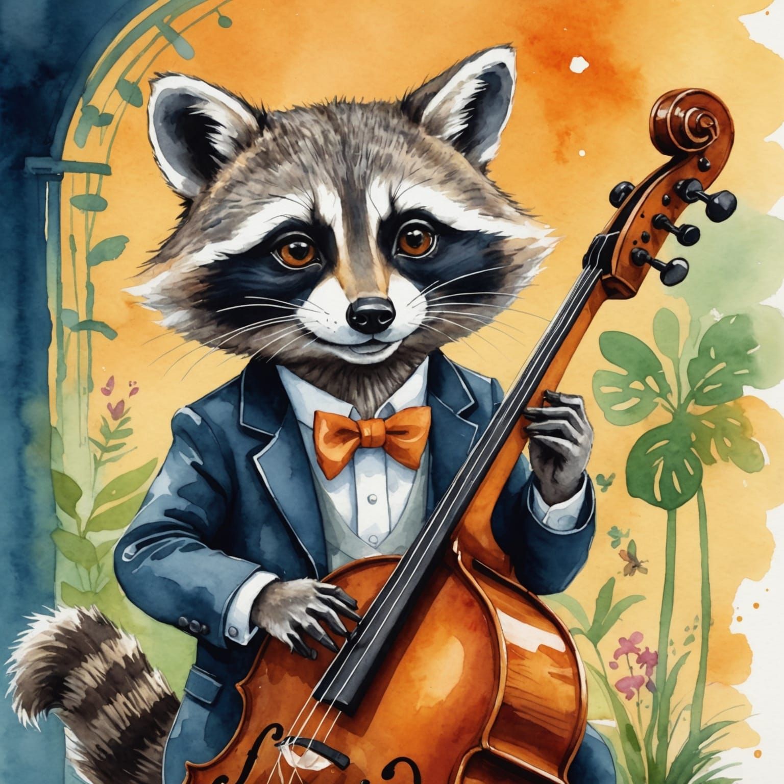 Animal Jazz Band in New Orleans Watercolor