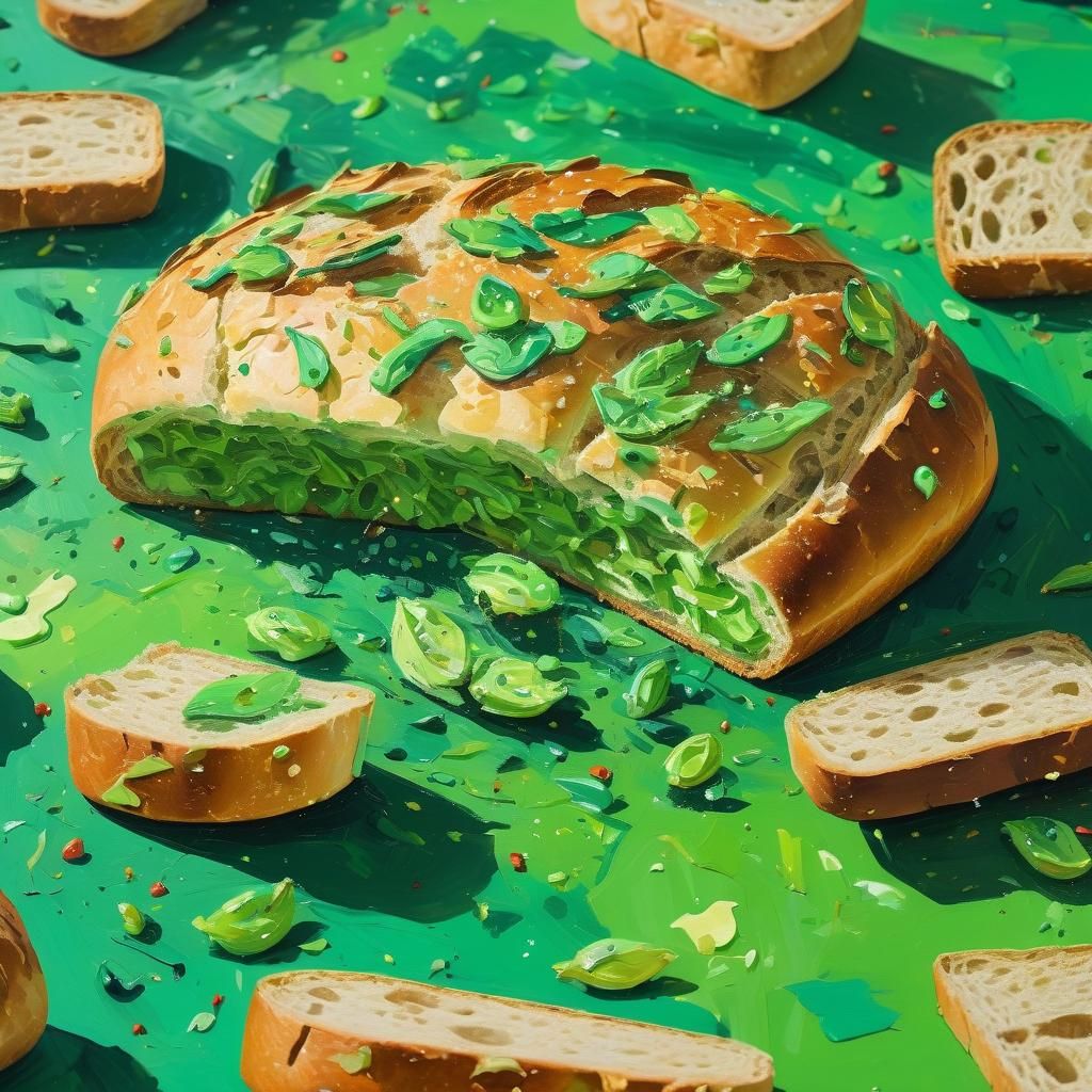 Impressionist Painting of Flies Swarming Damaged Bread