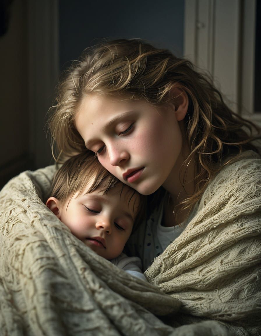 Mother's Gentle Love in a Cozy Moment