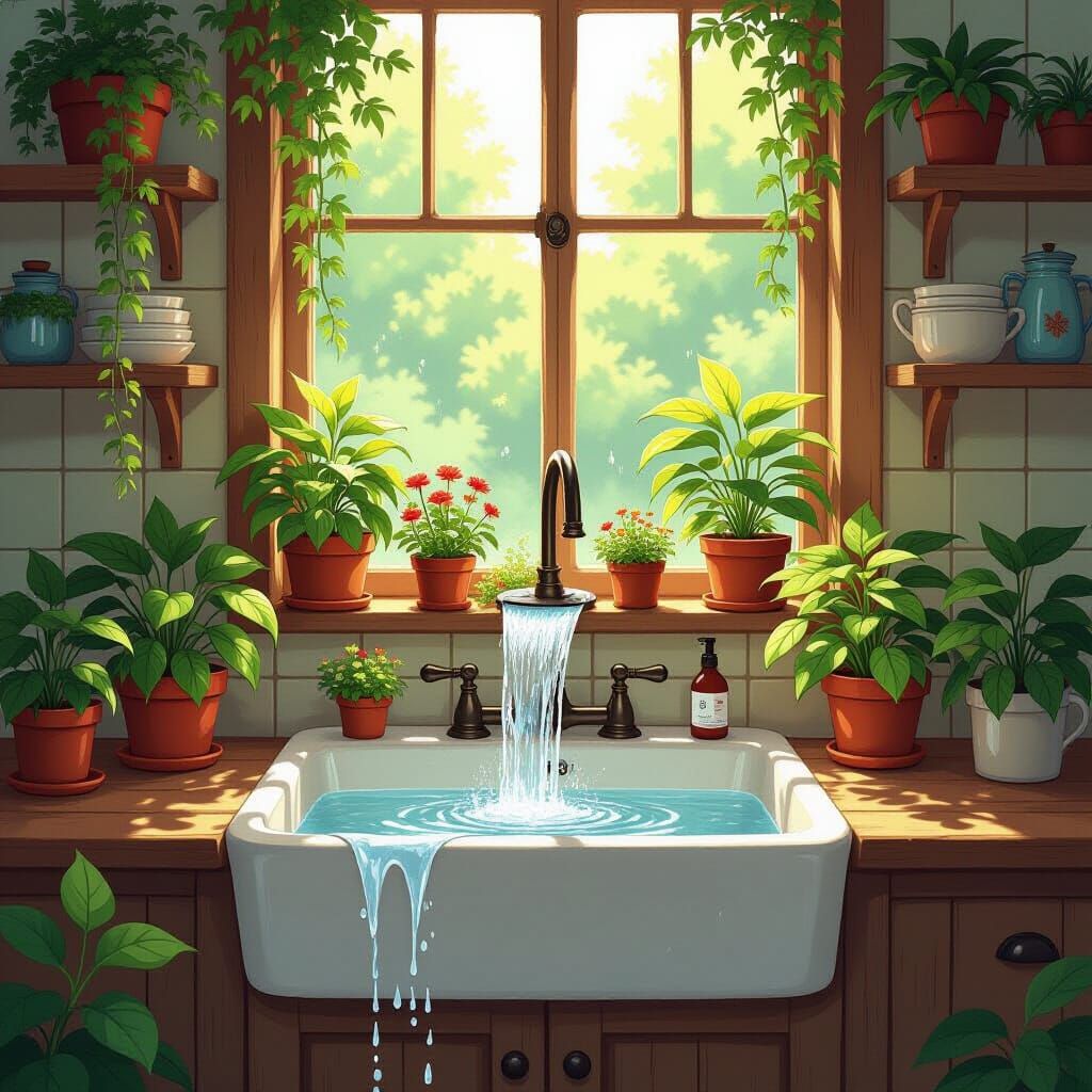 Whimsical Waterfall Waters Houseplant Forest