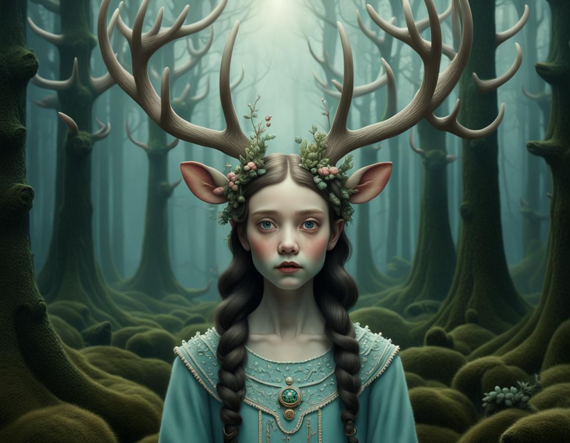 Enchanting Antlered People in a Mystical Setting