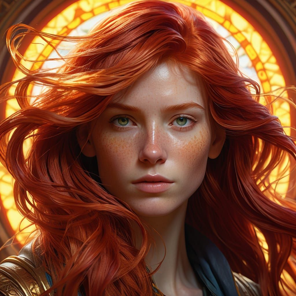 Portrait of a Redhead in Art Nouveau Style