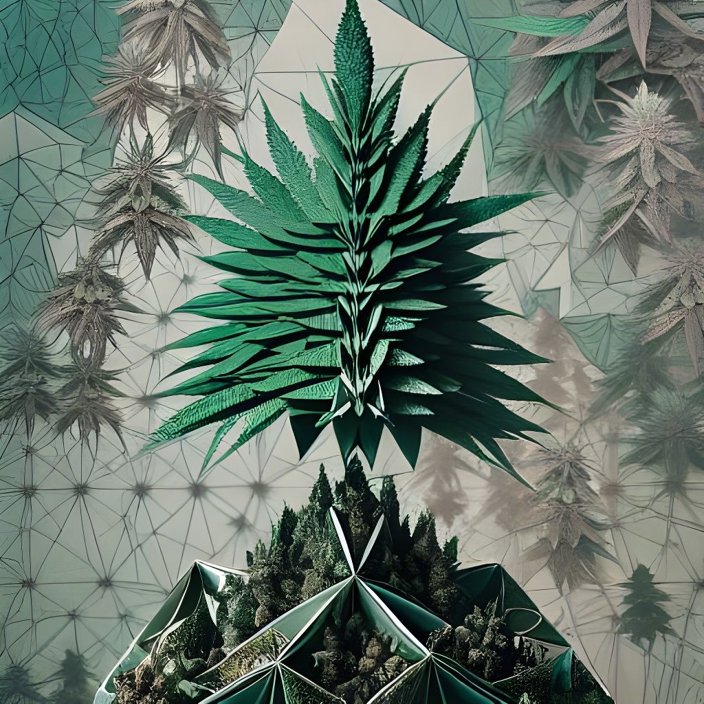 Geometric Origami Forest Made of Cannabis Buds