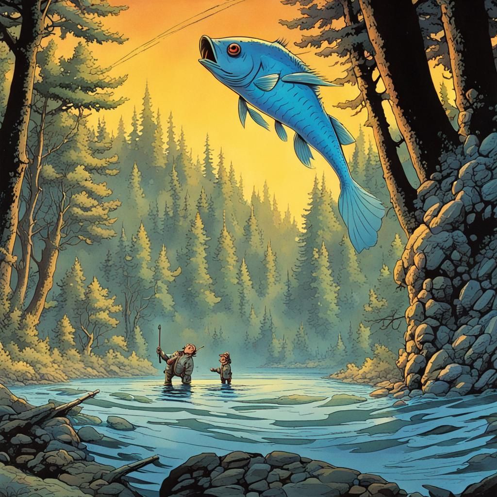 Talking Fish in Soviet Cartoon Style