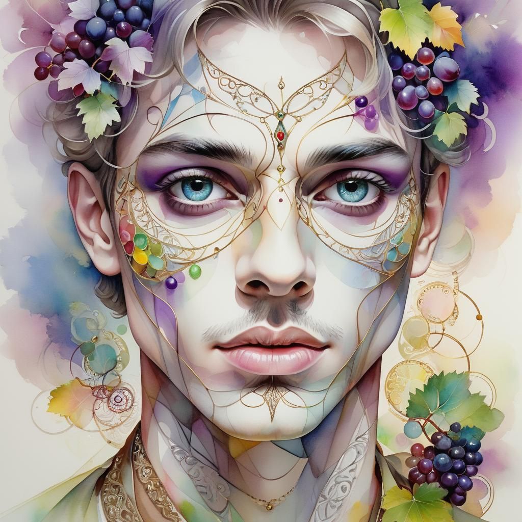 Colorful Pencil Sketch Portrait with Geometric Details