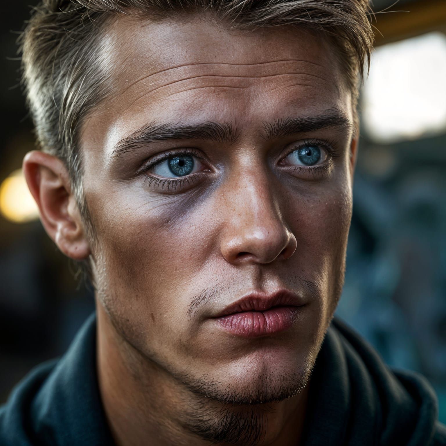 Surreal Portrait of Nordic Youth with Serene Expression