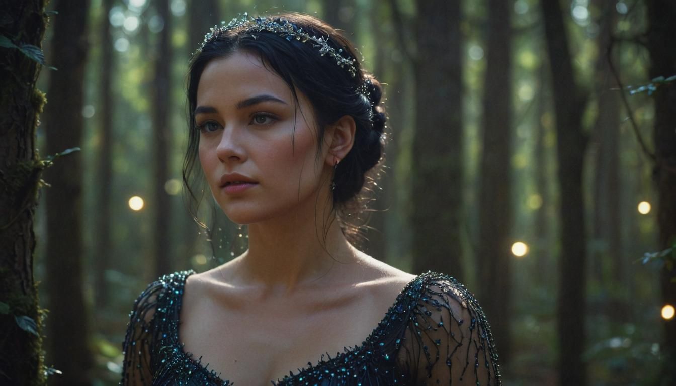 Enchanted Forest: Serene Woman in Hyper-Realistic Digital Ar...