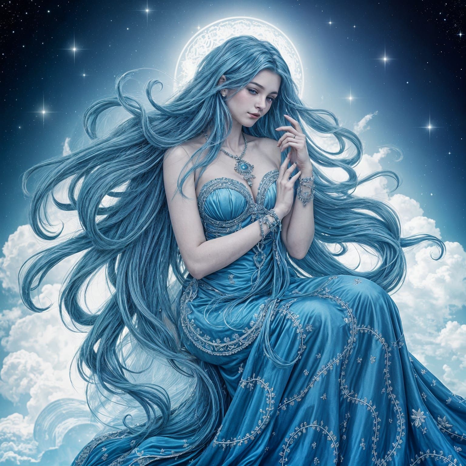 Ethereal Goddess in Art Nouveau Style