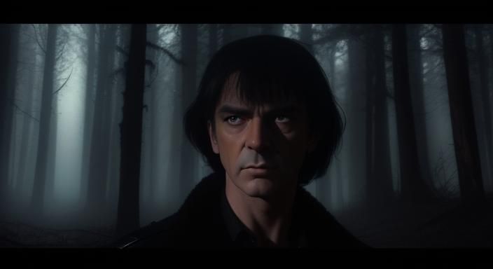 James Bond and Betty Page in Dark Forest Scene