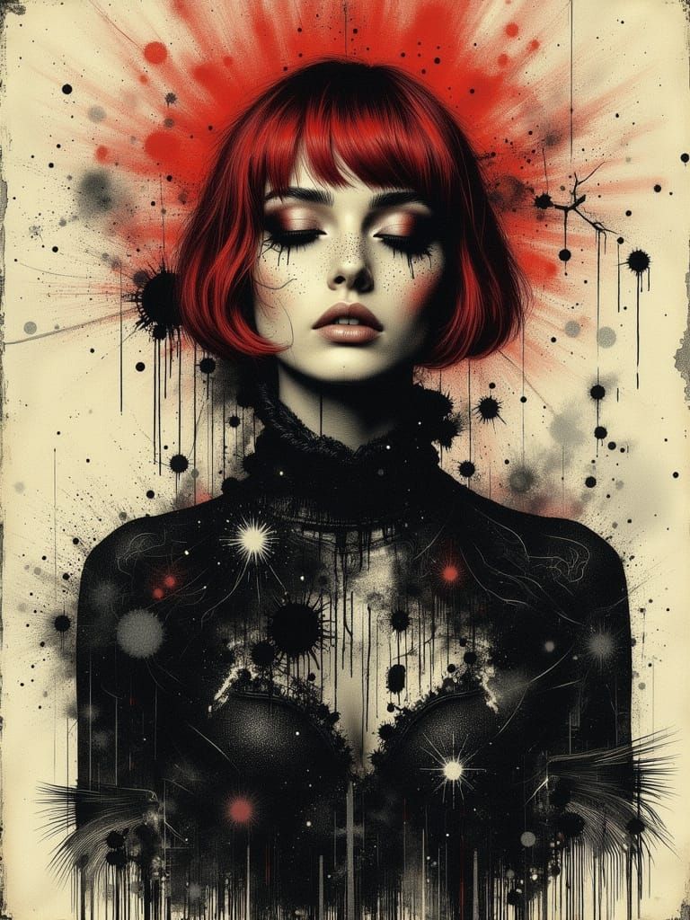 Surreal Gothic Portrait of a Sad Young Woman