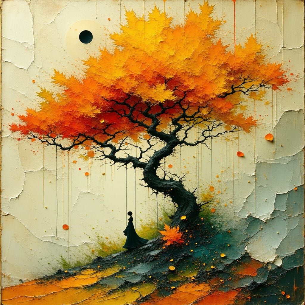 Surreal Summer Tree with Glittering Leaves