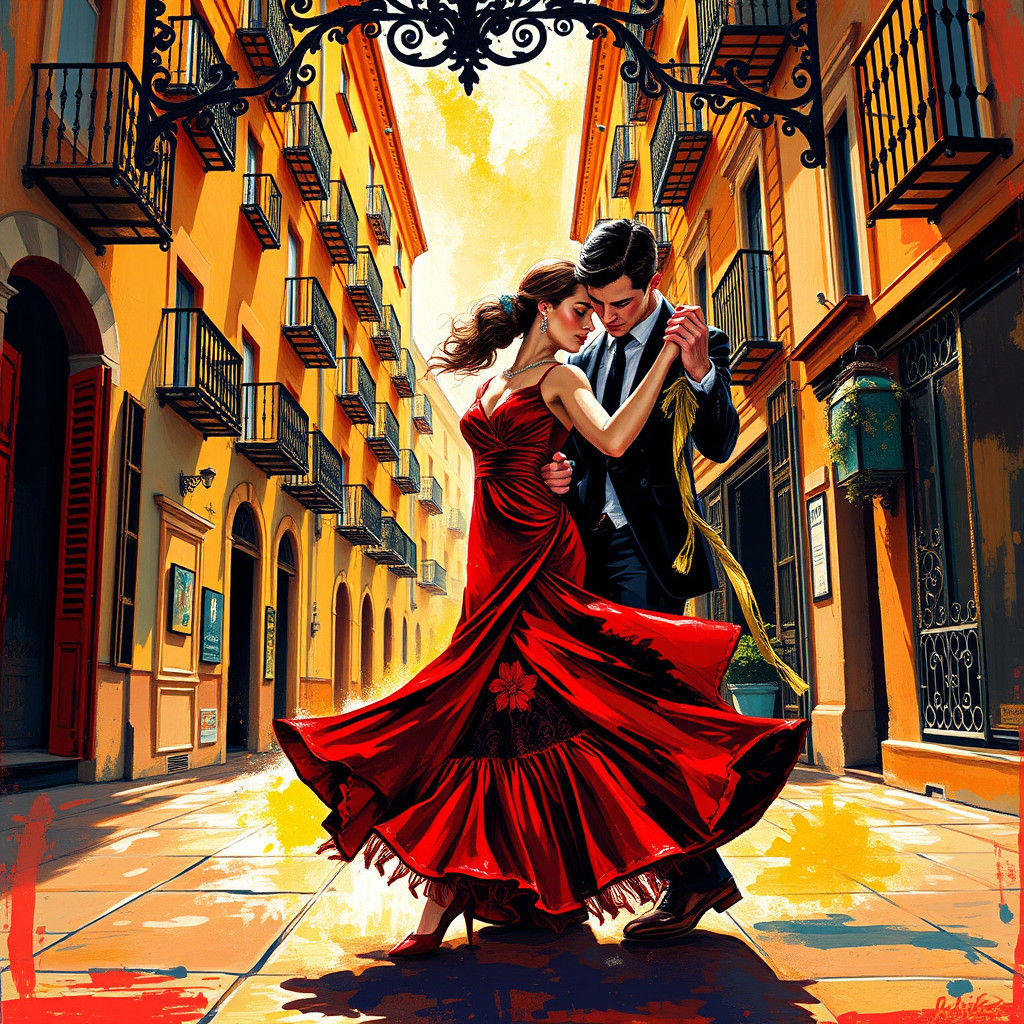 Tango Dancers in Spain, Impressionist Style