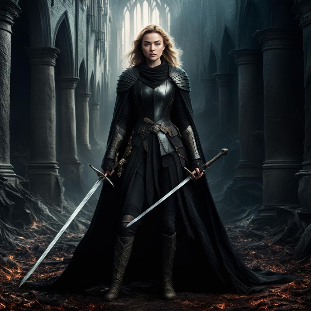 Peyton List as a Knight in Black Armor