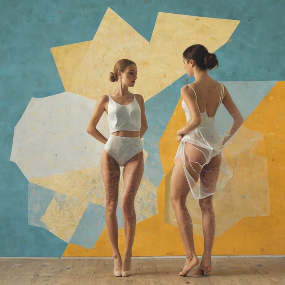 Dancers in Halftone Print Texture