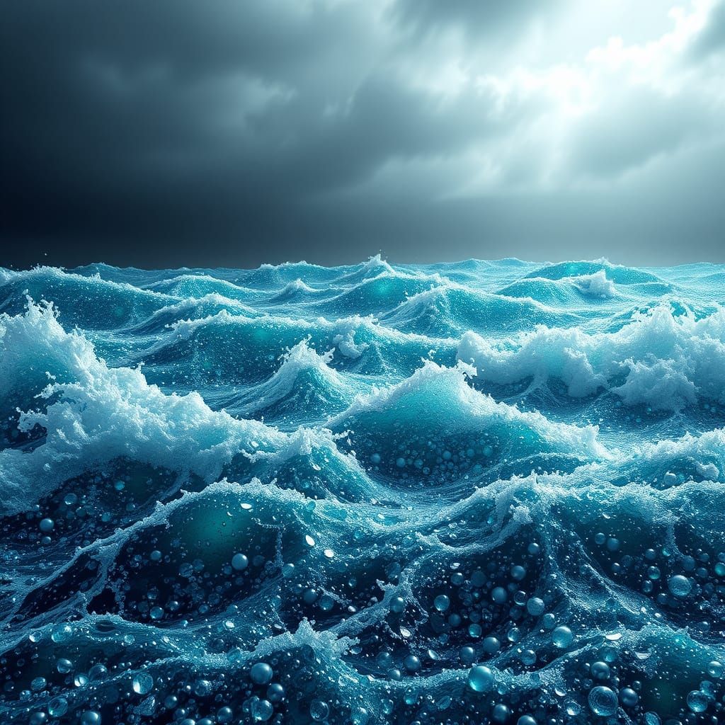 Stormy Ocean of Shimmering Glass Beads