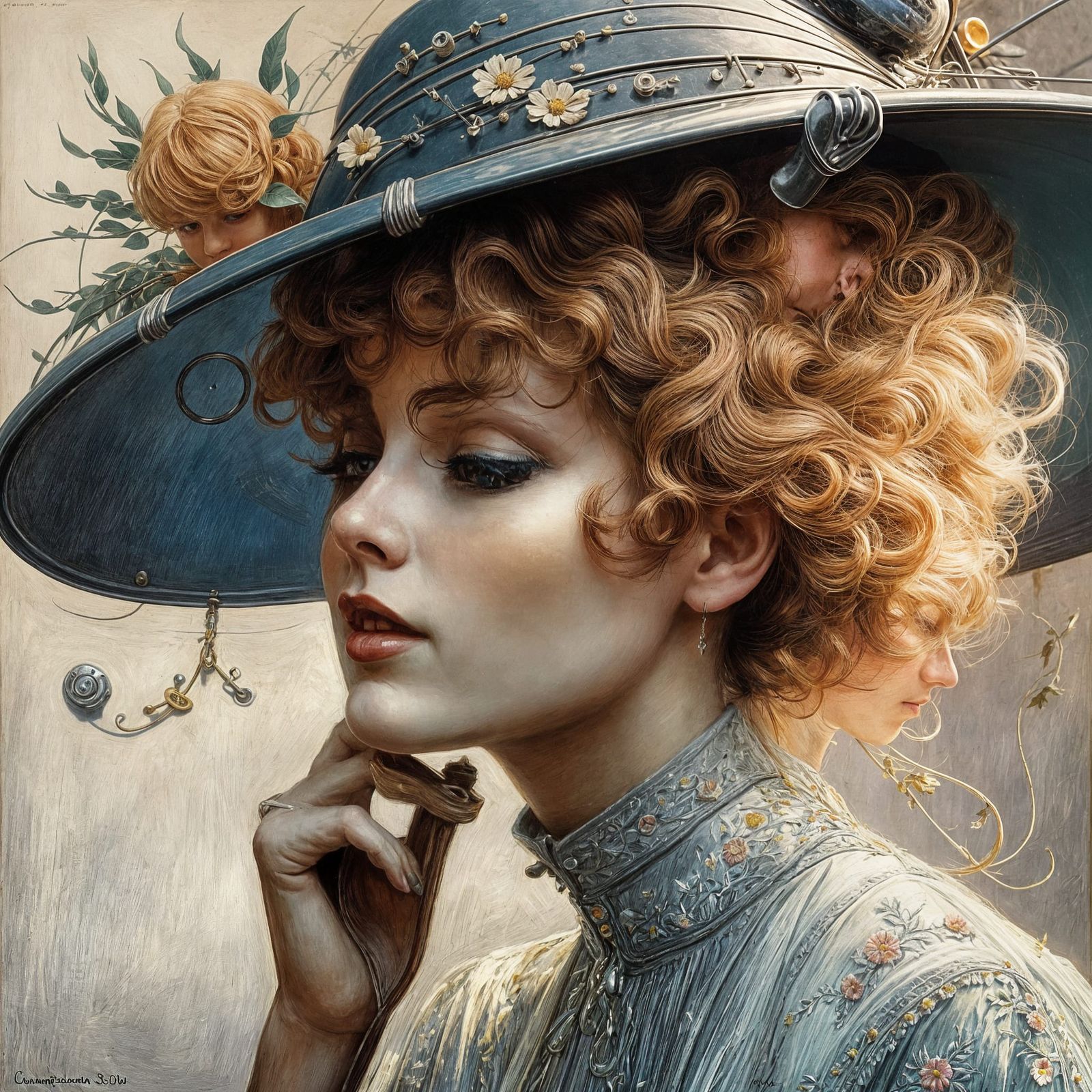 Sultry Belle in Early 20th Century Automobile Setting, in Im...