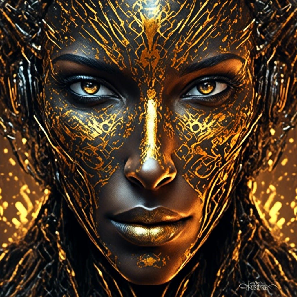 Futuristic Cyberpunk Face with Biomechanical Elements